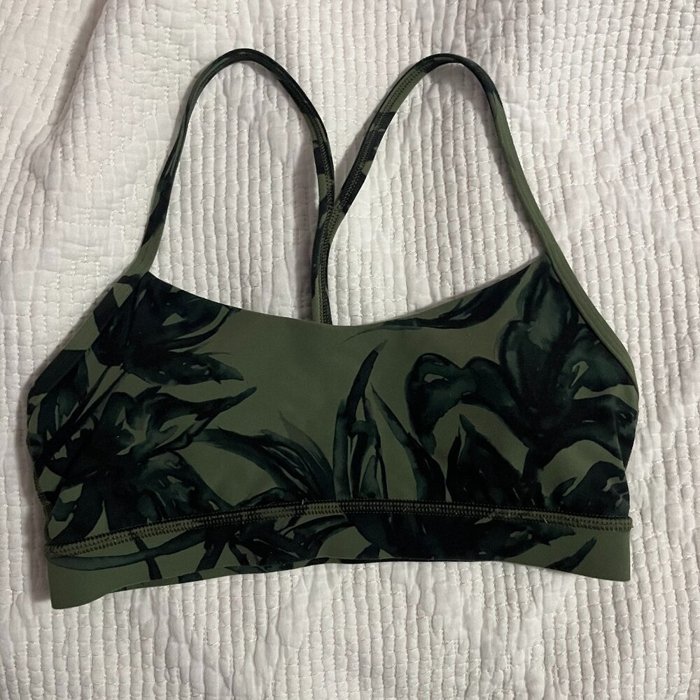Lululemon- Flow Y Bra (6) in green floral